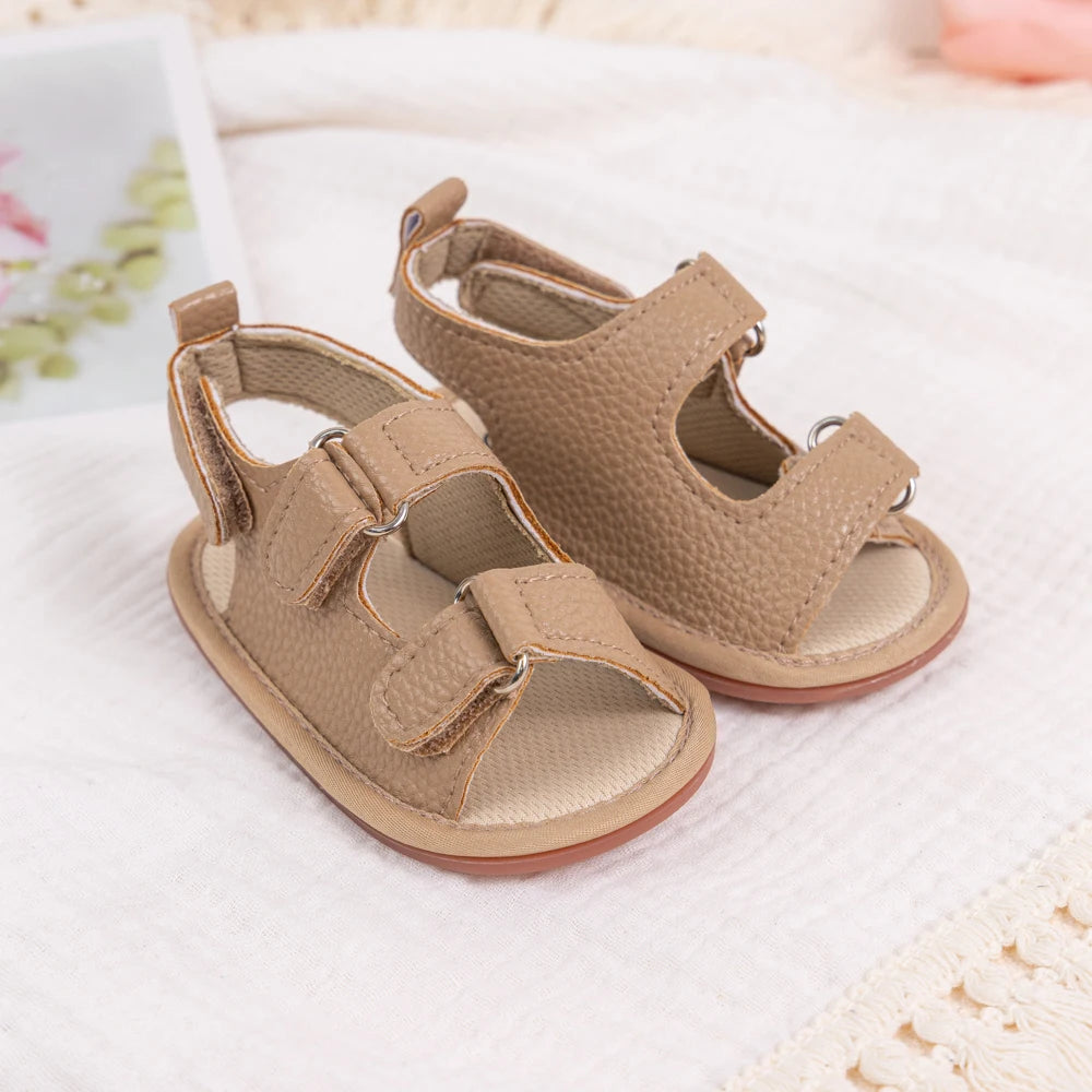 Sandales plates d’été à scratch pour bébé garçon et fille