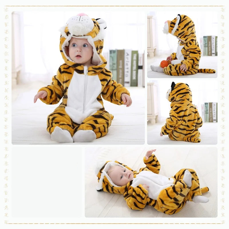 Combinaison pyjama doux à capuche d’animaux pour bébé