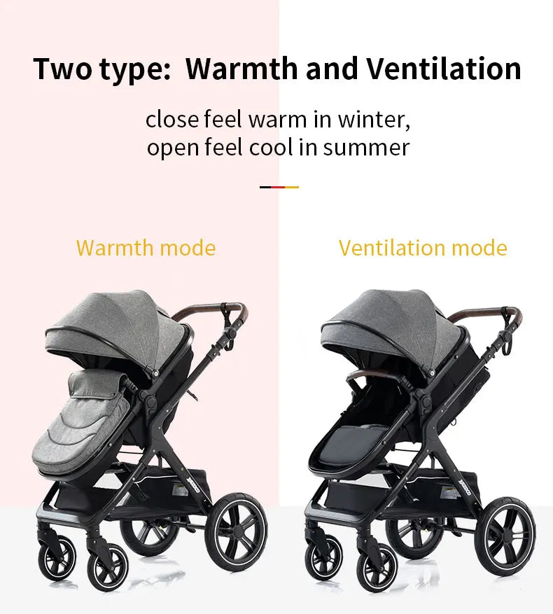 Poussette luxueuse 3 en 1 pour nouveau-né pliable