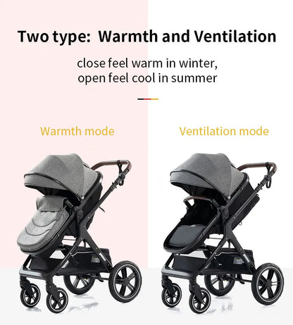 Poussette luxueuse 3 en 1 pour nouveau-né pliable