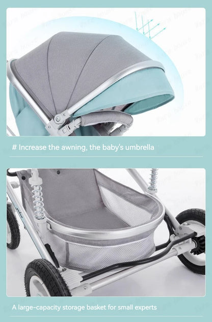 Poussette de luxe réversible pour bébé