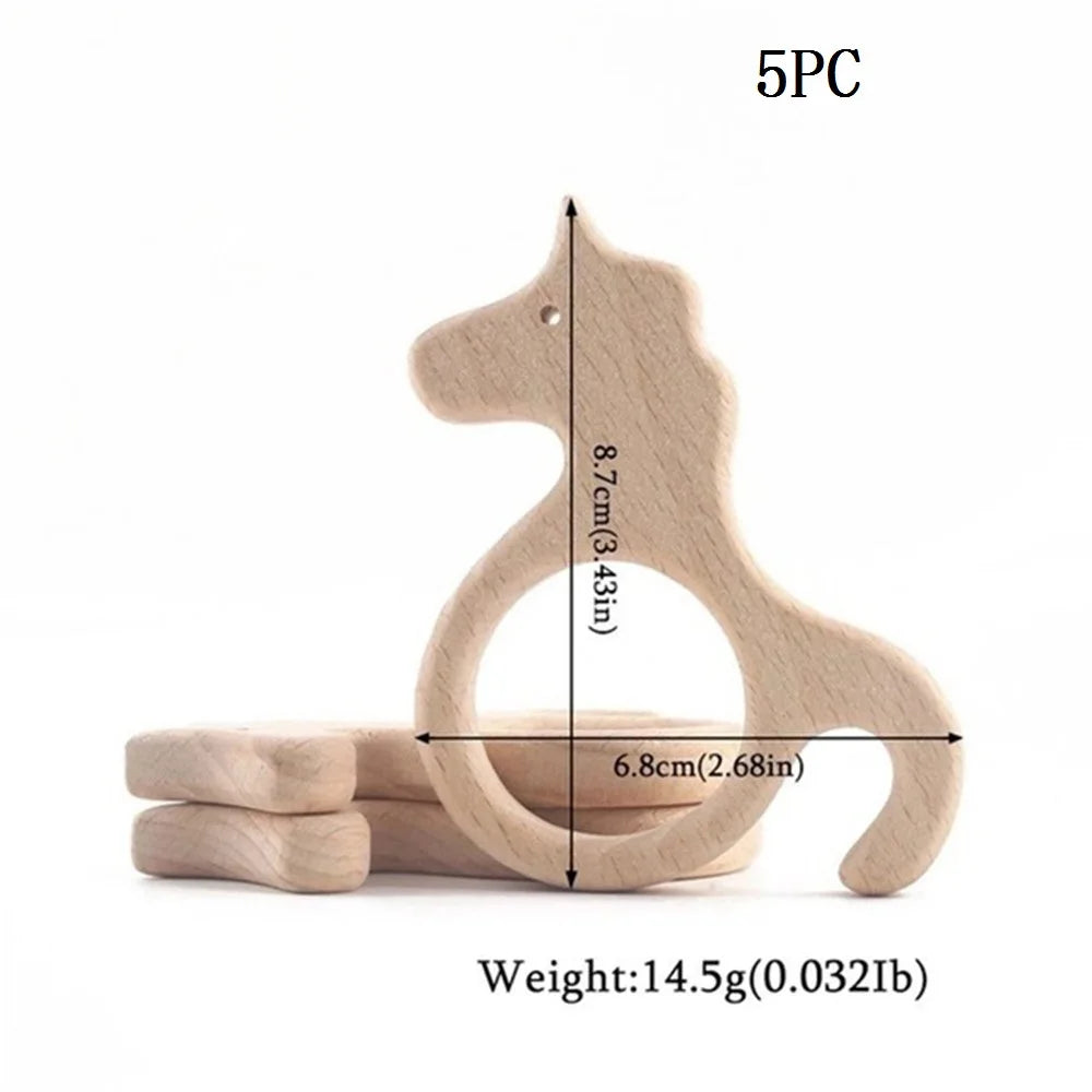 Hochet de dentition en bois de hêtre pour bébé
