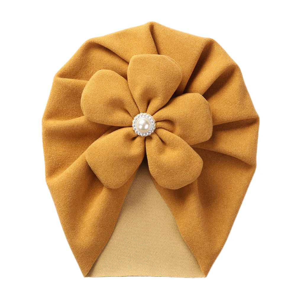 Turban chaud à fleurs pour bébé fille