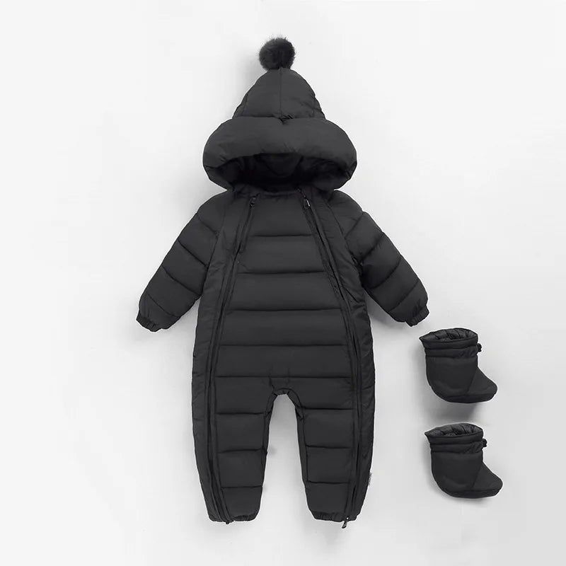 Doudoune bébé barbotteuse rouge avec capuche et chaussons