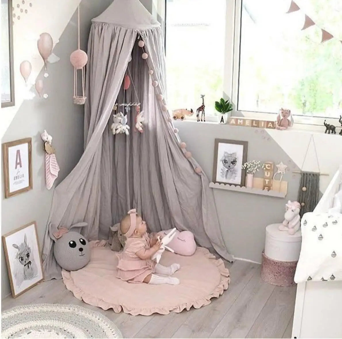 Tapis de sol bébé rond en dentelle douce