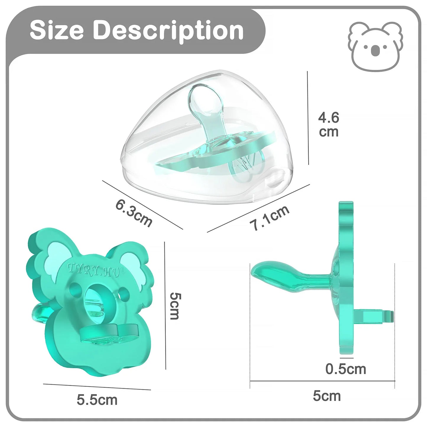 Pack de 2 sucettes en forme de koala avec attache-tétine