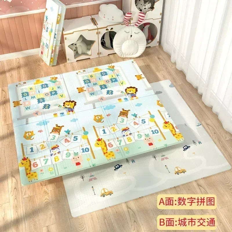Tapis de jeu animaux pliable double face circuit pour bébé