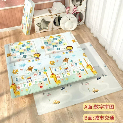 Tapis de jeu animaux pliable double face circuit pour bébé