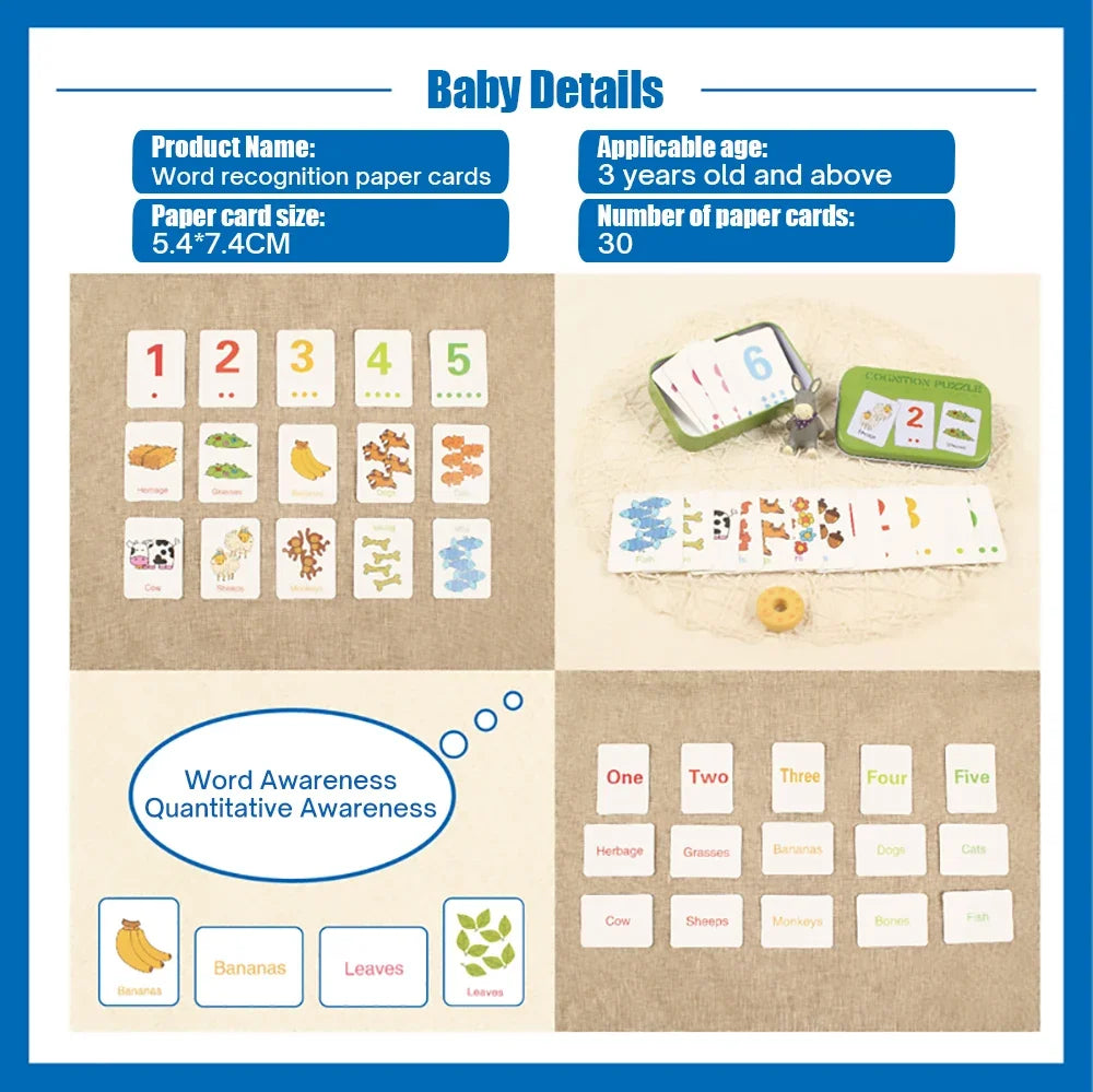 Cartes de puzzle cognitif pour bébé