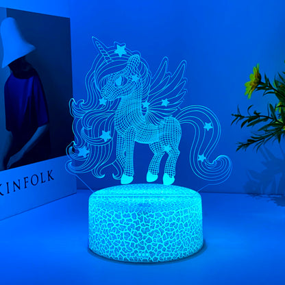 Veilleuse licorne LED en acrylique néon 3D