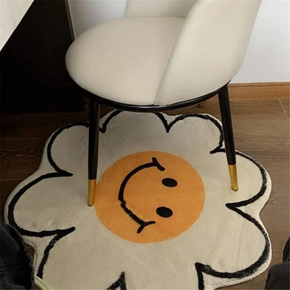 Tapis de sol bébé doux rond en forme de fleur qui sourit