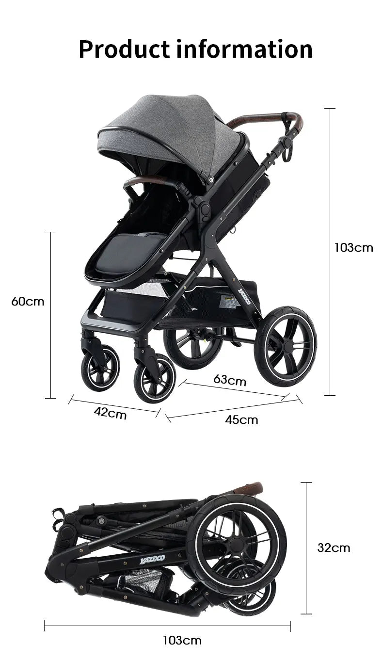 Poussette luxueuse 3 en 1 pour nouveau-né pliable