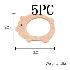 Hochet de dentition en bois de hêtre pour bébé