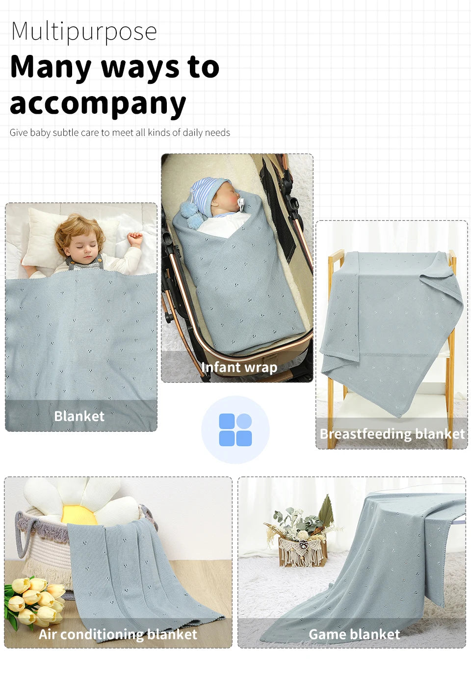 Couverture tricotée et décontractée pour bébé