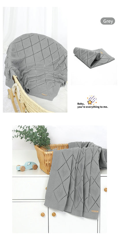 Couverture tricotée en coton pour bébé