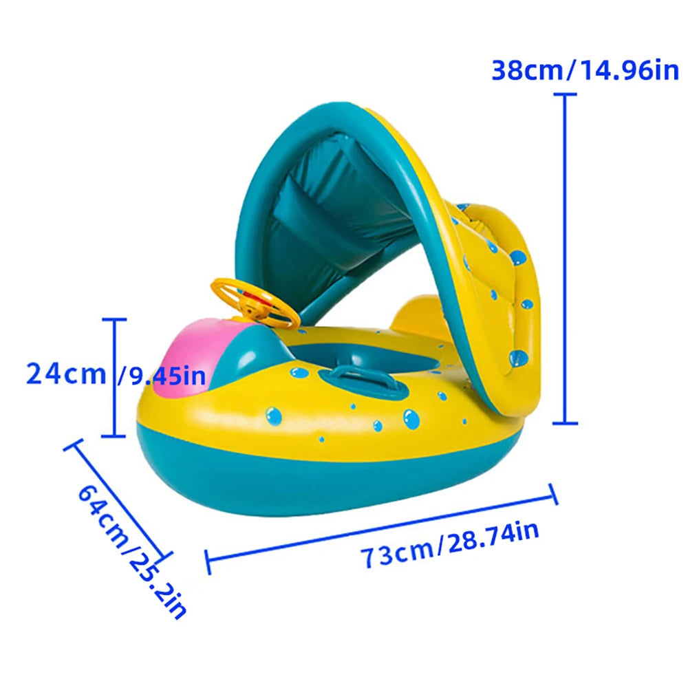 Bouée pour bébé portable et gonflable avec pare-soleil