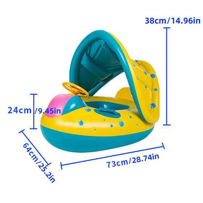 Bouée pour bébé portable et gonflable avec pare-soleil