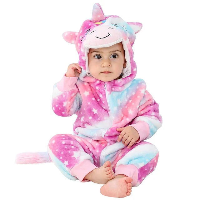Combinaison pyjama doux à capuche d’animaux pour bébé