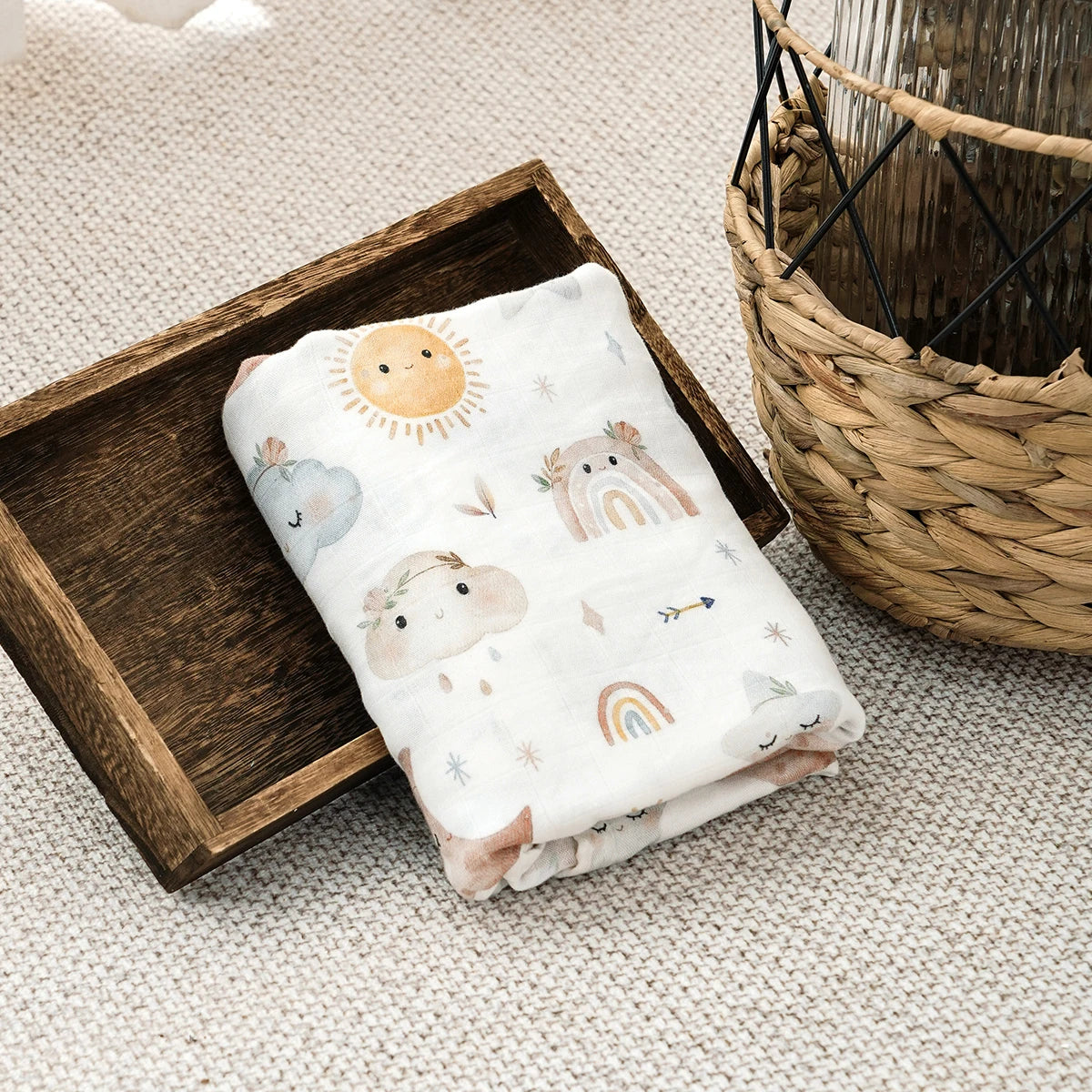 Couverture à langer en mousseline de bambou et coton pour bébé