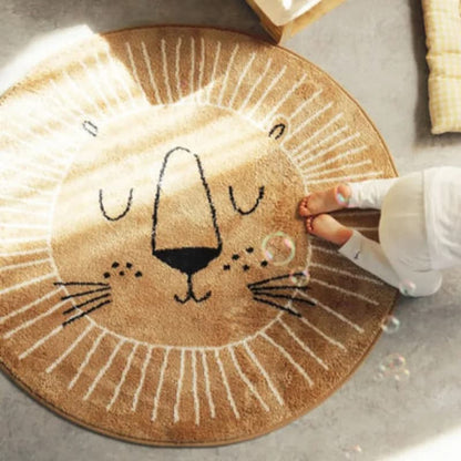 Tapis de jeu pour bébé imprimé en dessin de lion 100cm