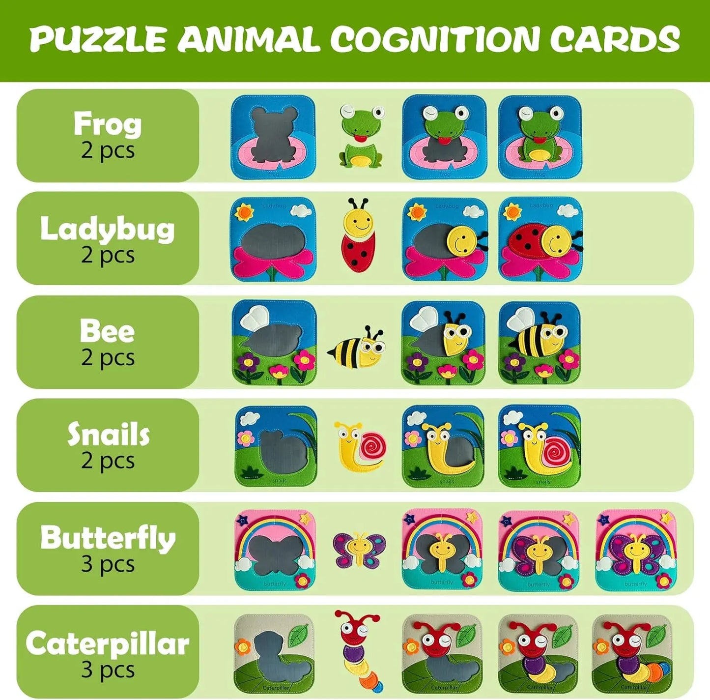 Puzzle Montessori en feutre 3D pour motricité Fine