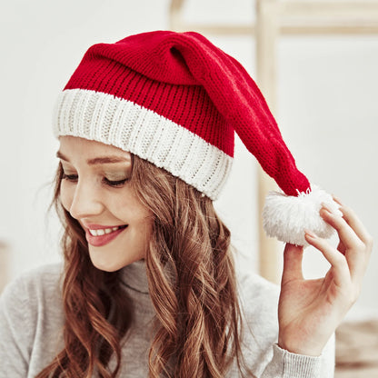 Joli Bonnet de Noël à pompon unisexe pour maman et bébé