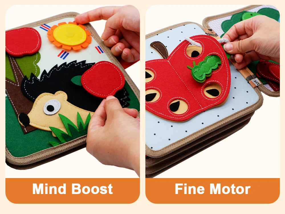 Livre sensoriel montessori avec tête de girafe