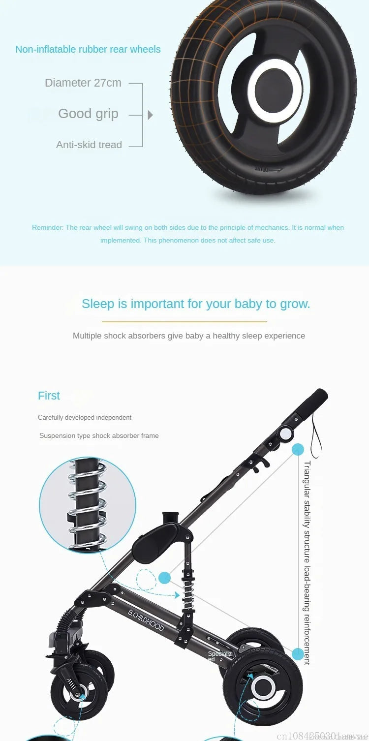 Poussette pliable multifonctionnelle pour bébé