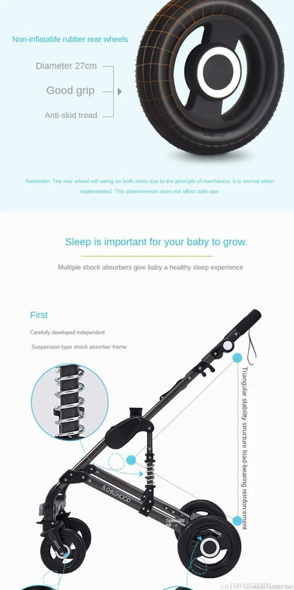 Poussette pliable multifonctionnelle pour bébé