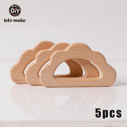 Hochet de dentition en bois de hêtre pour bébé