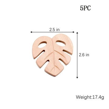 Hochet de dentition en bois de hêtre pour bébé