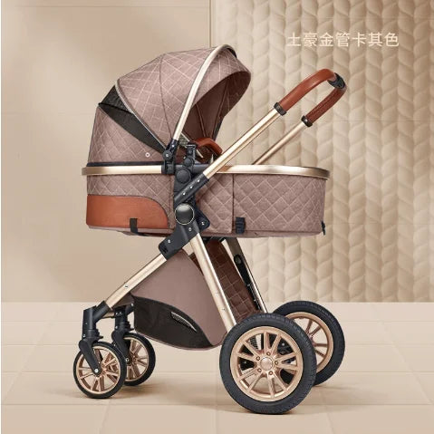 Poussette de bébé en cuir et aluminium