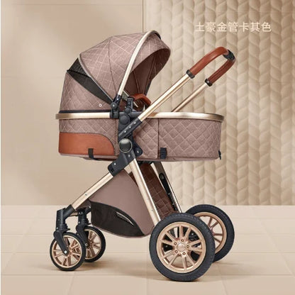 Poussette de bébé en cuir et aluminium