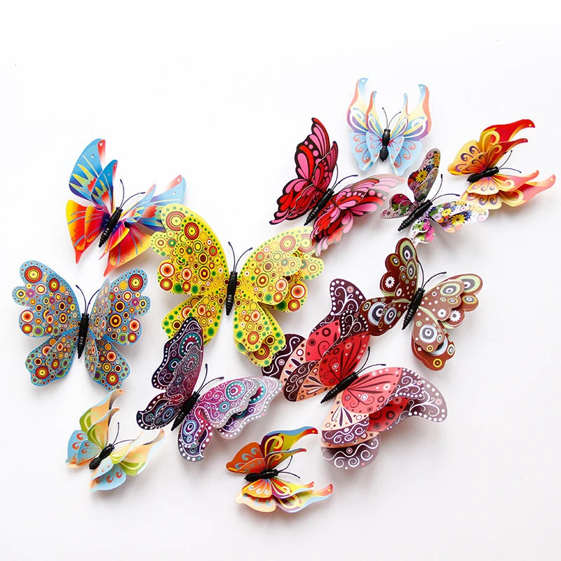 Autocollants muraux 3D en forme de papillon 12Pcs