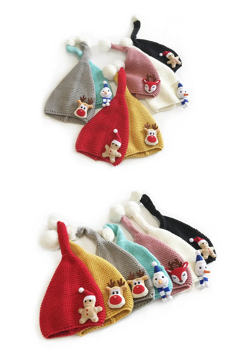 Bonnet de noël en tricot pour bébé fille et garçon