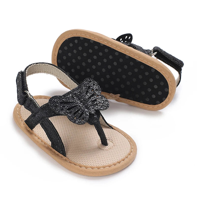 Sandales à paillettes détail papillon pour bébé fille