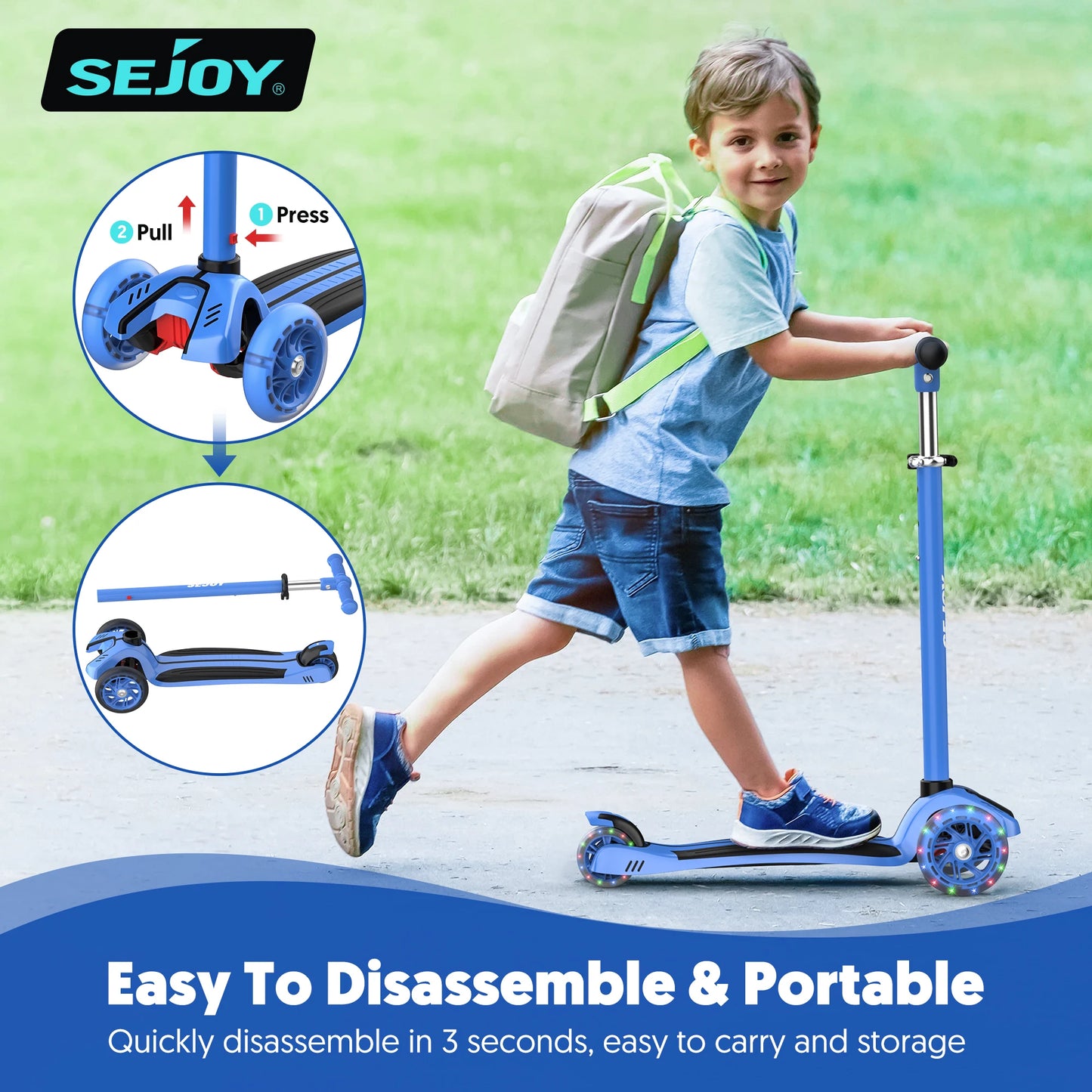 Trottinette pliable motif coccinelle pour enfant