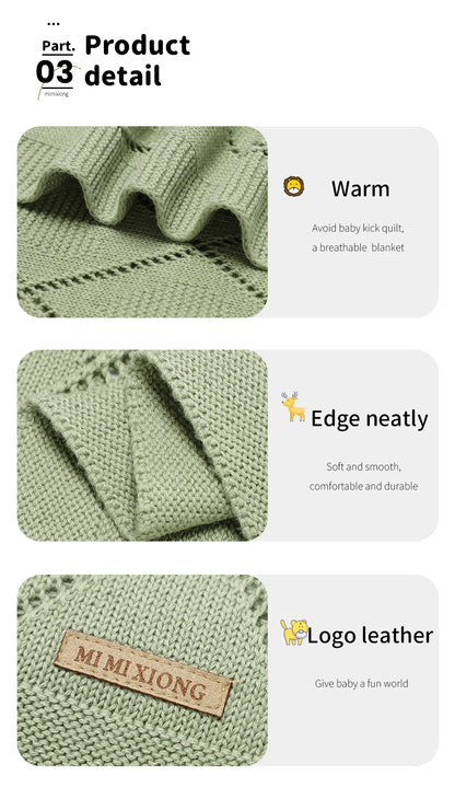 Couverture tricotée en coton pour bébé