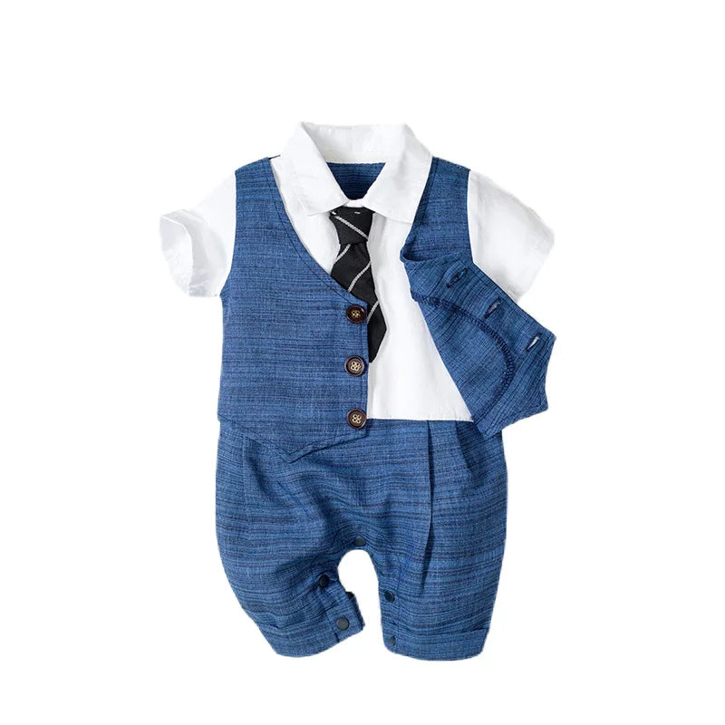 Barboteuse légère costume cravate pour bébé