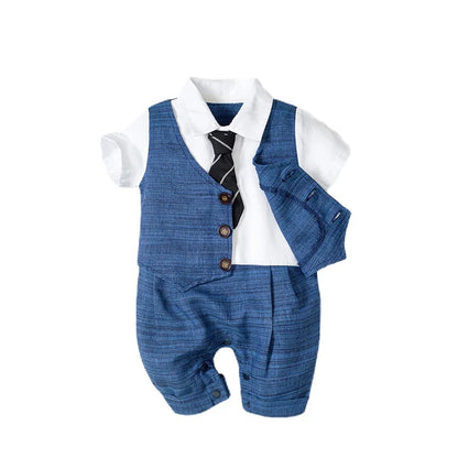 Barboteuse légère costume cravate pour bébé