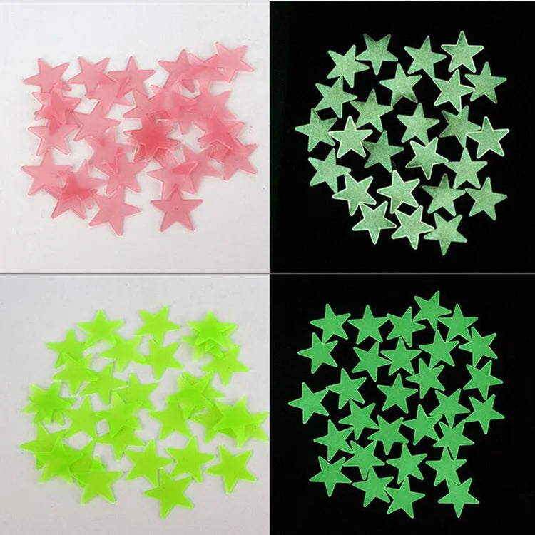 Autocollants muraux fluorescents en forme d’étoile 100 pièces