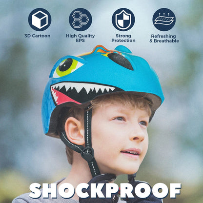Casque de vélo à motif de dinosaure 3D pour enfants