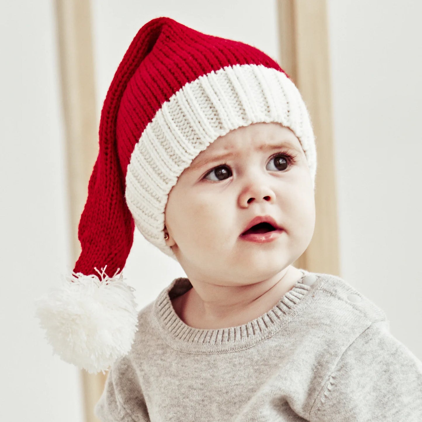 Joli Bonnet de Noël à pompon unisexe pour maman et bébé