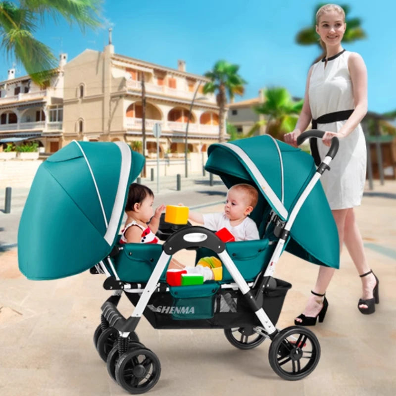 Poussette de jumeaux pliable