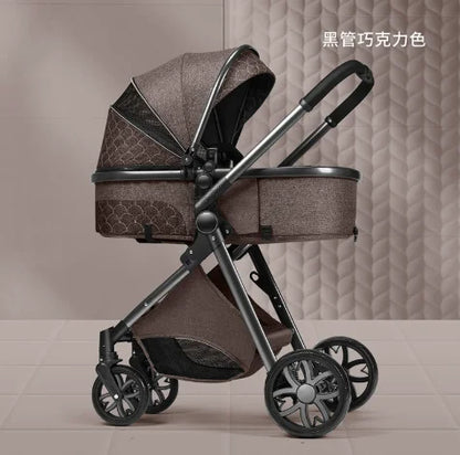 Poussette de bébé en cuir et aluminium