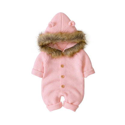 Combinaison tricotée à capuche pour bébé