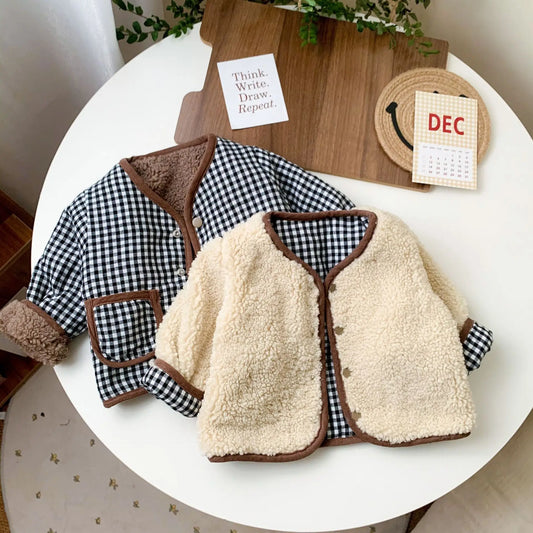 Veste plaid double face pour bébé