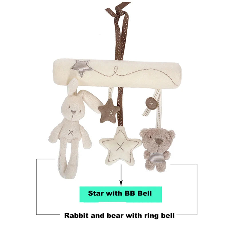 Cloche de lit suspendue pour bébé avec ourson et lapin