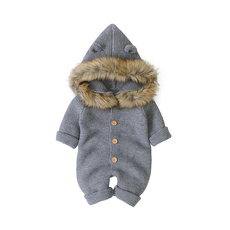 Combinaison tricotée à capuche pour bébé