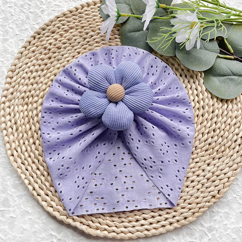Turban respirant à fleurs pour bébé fille